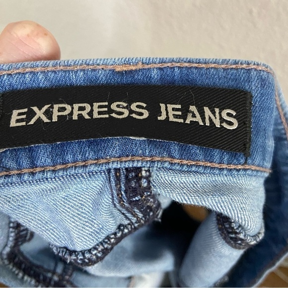 Express Colorblock Patchwork Denim Jean Mini Skirt Size 6 - Picture 5 of 7